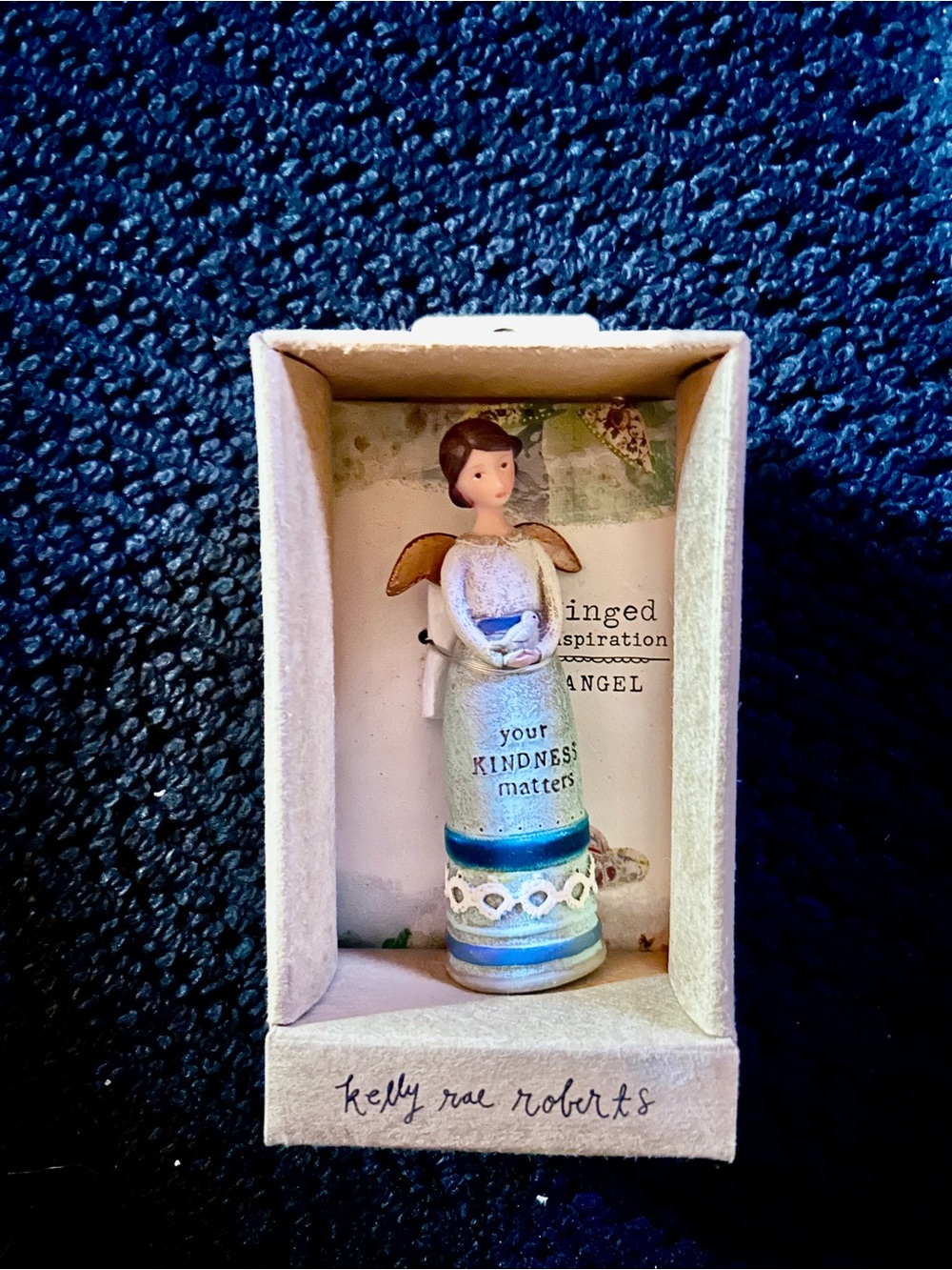 Demdaco Blue Angel 👼 Figurine " Your Kindness Matters " with Gold Wings
